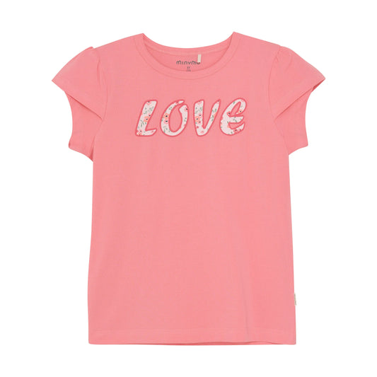 Minymo Mädchen T-Shirt mit LOVE Print (Blush) Mokkini Kindermode Gesperrt