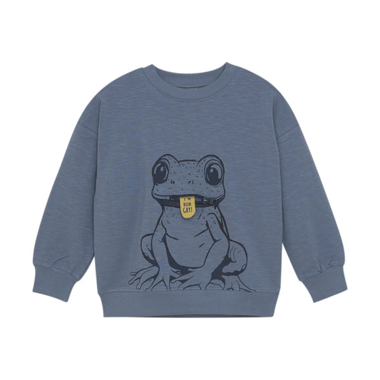 Minymo Sweatshirt für Jungen mit Froschmotiv  – Baumwolle, Blau Mokkini Kindermode Gesperrt