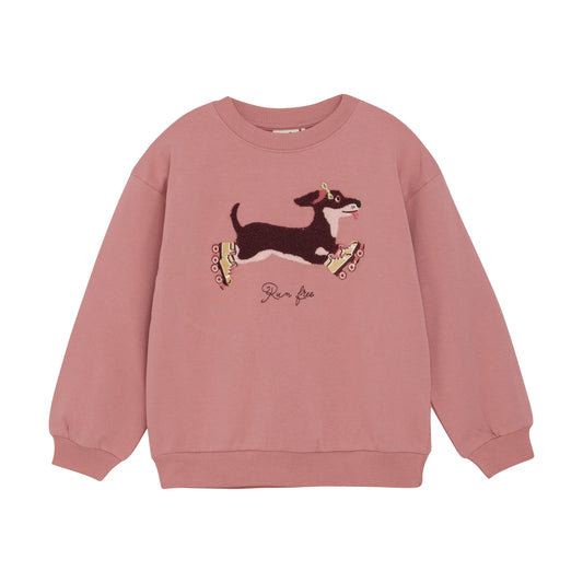 Minymo Sweatshirt mit Hundedame auf Rollschuhen - Sweatshirt - Minymo