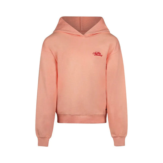 NO WAY MONDAY Mädchen Hoodie Koralle mit Print Mokkini Kindermode Sweatshirt