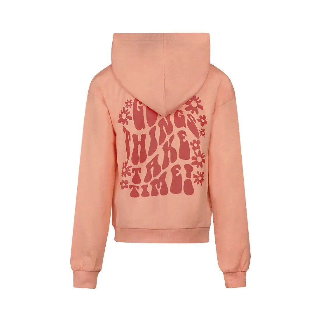 NO WAY MONDAY Mädchen Hoodie Koralle mit Print Mokkini Kindermode Sweatshirt