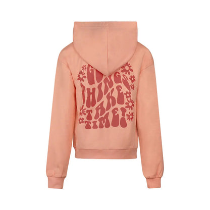 NO WAY MONDAY Mädchen Hoodie Koralle mit Print Mokkini Kindermode Sweatshirt