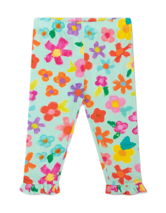 Oilily Leggings Pebbles mit Blumen Stempeldruck-Mokkini Kindermode