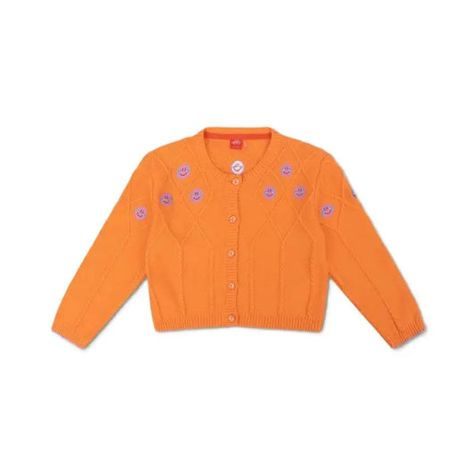 Oilily Strickjacke für Mädchen mit Smiley-Stickerei Mokkini Kindermode Strickjacke