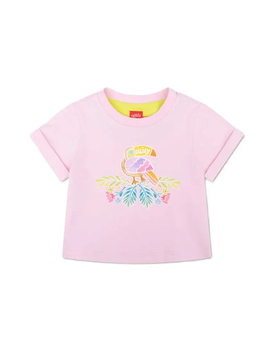 Oilily T-Shirt mit buntem Papagei-Druck und Glitzerelementen Mokkini Kindermode T-Shirt