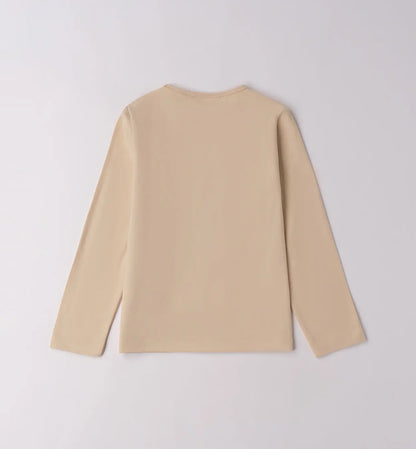 Sarabanda Langarmshirt mit Herzmotiv Blumenoptik beige Mokkini Kindermode Sarabanda