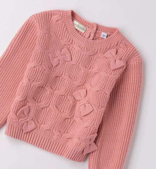Sarabanda Pullover Schleifenmuster Mädchen rosa Mokkini Kindermode Pullover