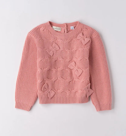Sarabanda Pullover Schleifenmuster Mädchen rosa Mokkini Kindermode Pullover
