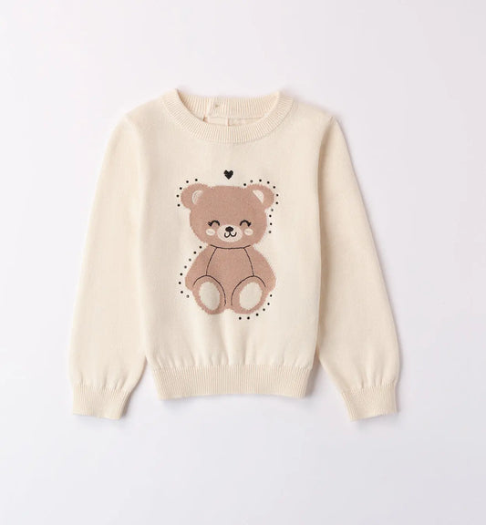 Sarabanda Pullover mit Bärenmotiv Mädchen creme Mokkini Kindermode Pullover