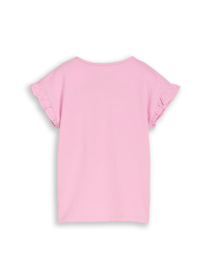 Tom Tailor Mädchen T-Shirt Rosa Blumenmotiv mit Glitzer
