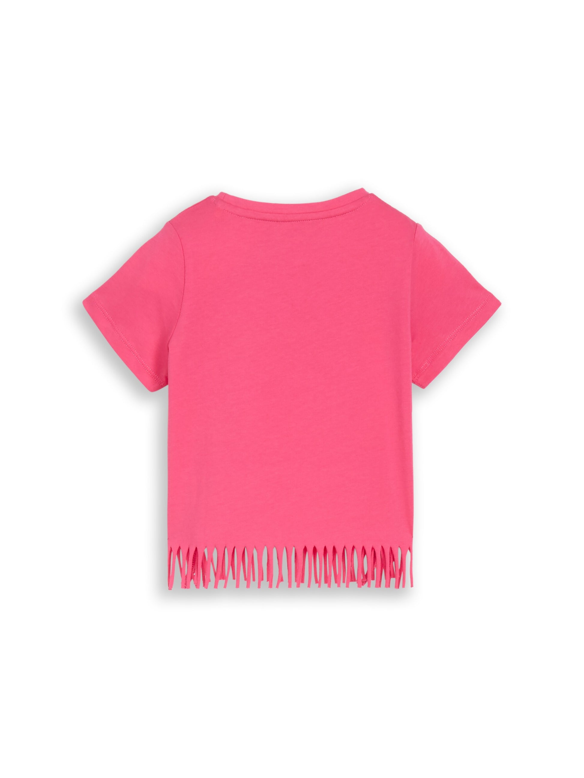 Tom Tailor Mädchen T-Shirt Pink Erdbeermotiv Fransendetails