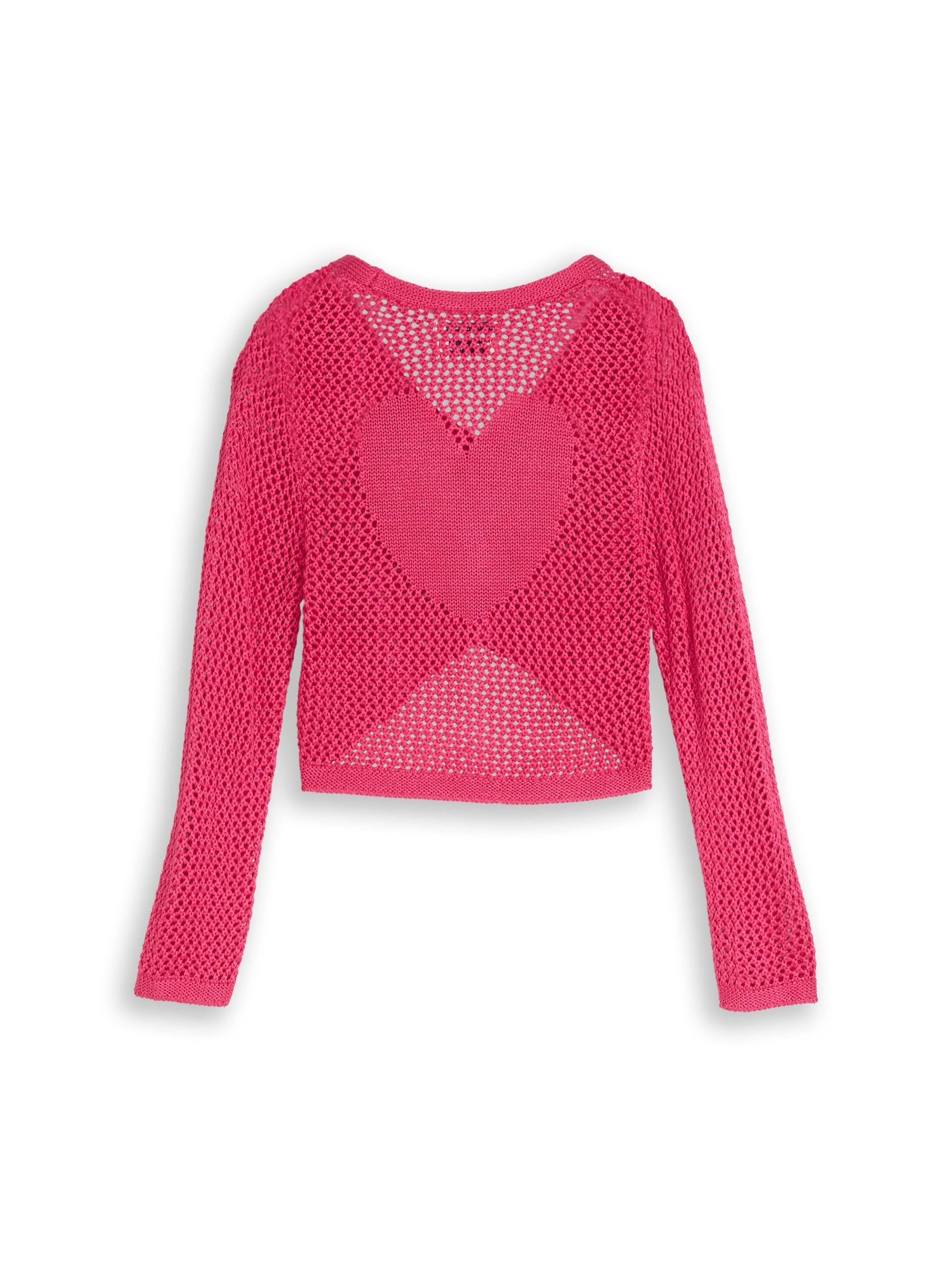 Tom Tailor Mädchen Strickjacke Pink mit Herz Lochmuster