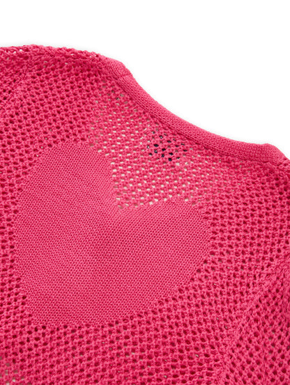 Tom Tailor Mädchen Strickjacke Pink mit Herz Lochmuster
