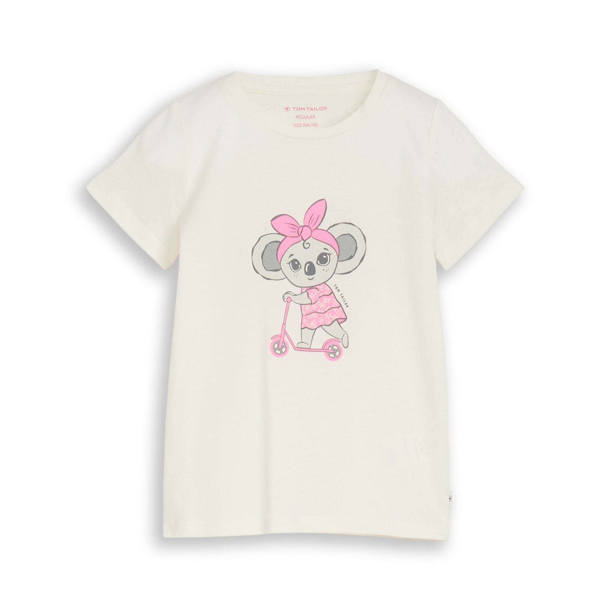 Tom Tailor Mädchen T-Shirt Rosa/Weiß Koala-Motiv