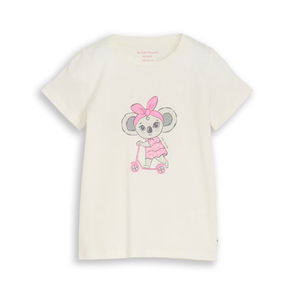 Tom Tailor Mädchen T-Shirt Rosa/Weiß Koala-Motiv