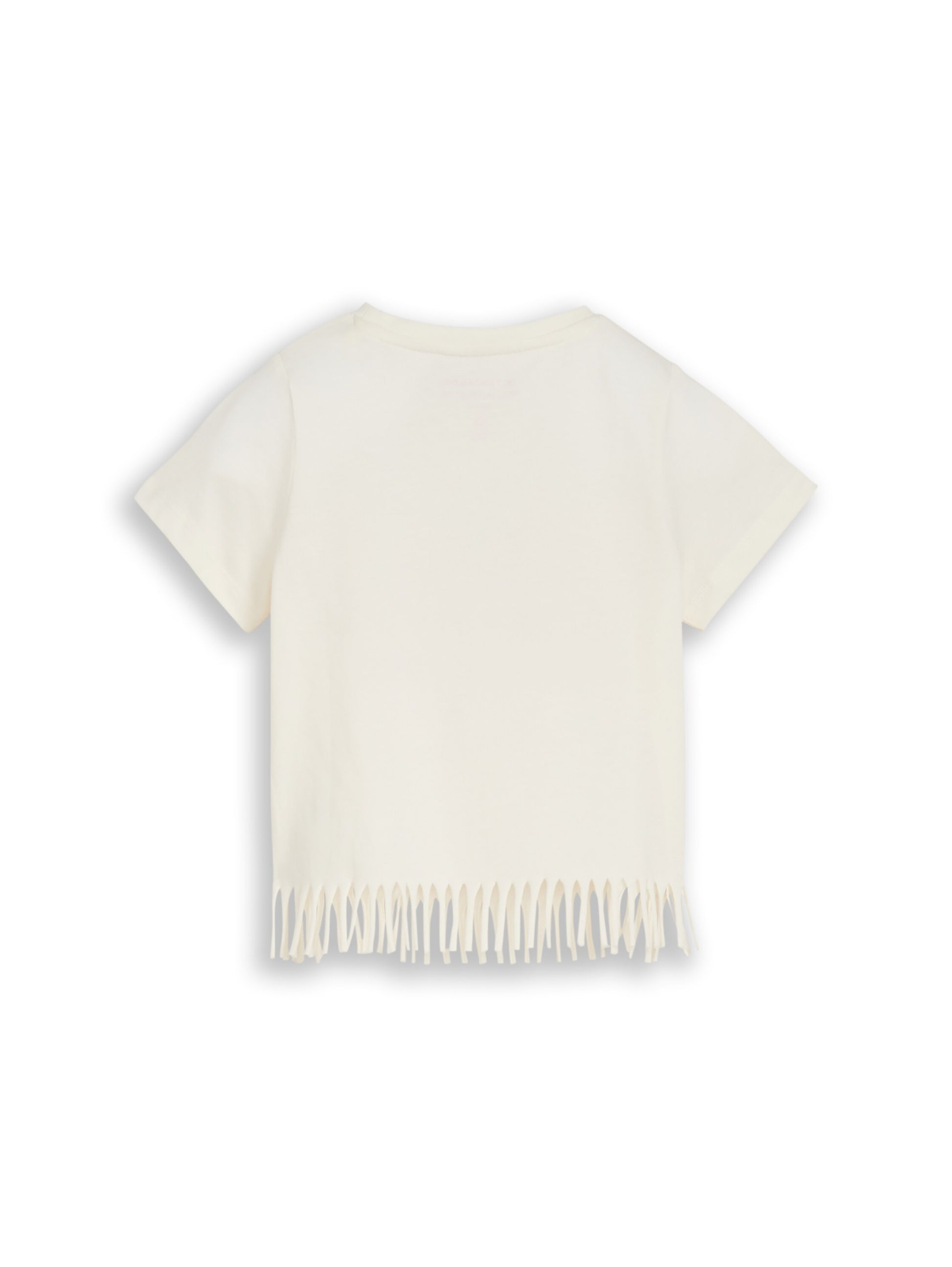 Tom Tailor Mädchen T-Shirt Creme Erdbeermotiv Fransen
