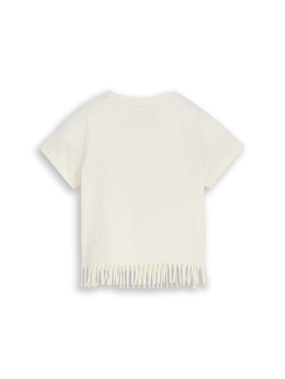 Tom Tailor Mädchen T-Shirt Creme Erdbeermotiv Fransen