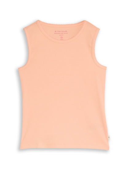 Tom Tailor Mädchen Tank Top Apricot Basic ärmellos