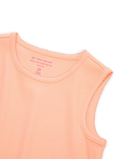 Tom Tailor Mädchen Tank Top Apricot Basic ärmellos