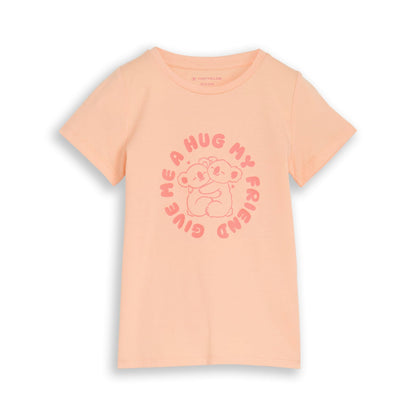 Tom Tailor Mädchen T-Shirt Apricot Bär-Motiv