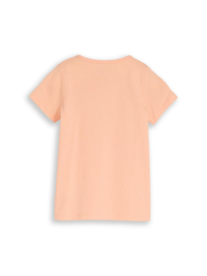 Tom Tailor Mädchen T-Shirt Apricot mit Schriftzug Fresh Sweet & Fun