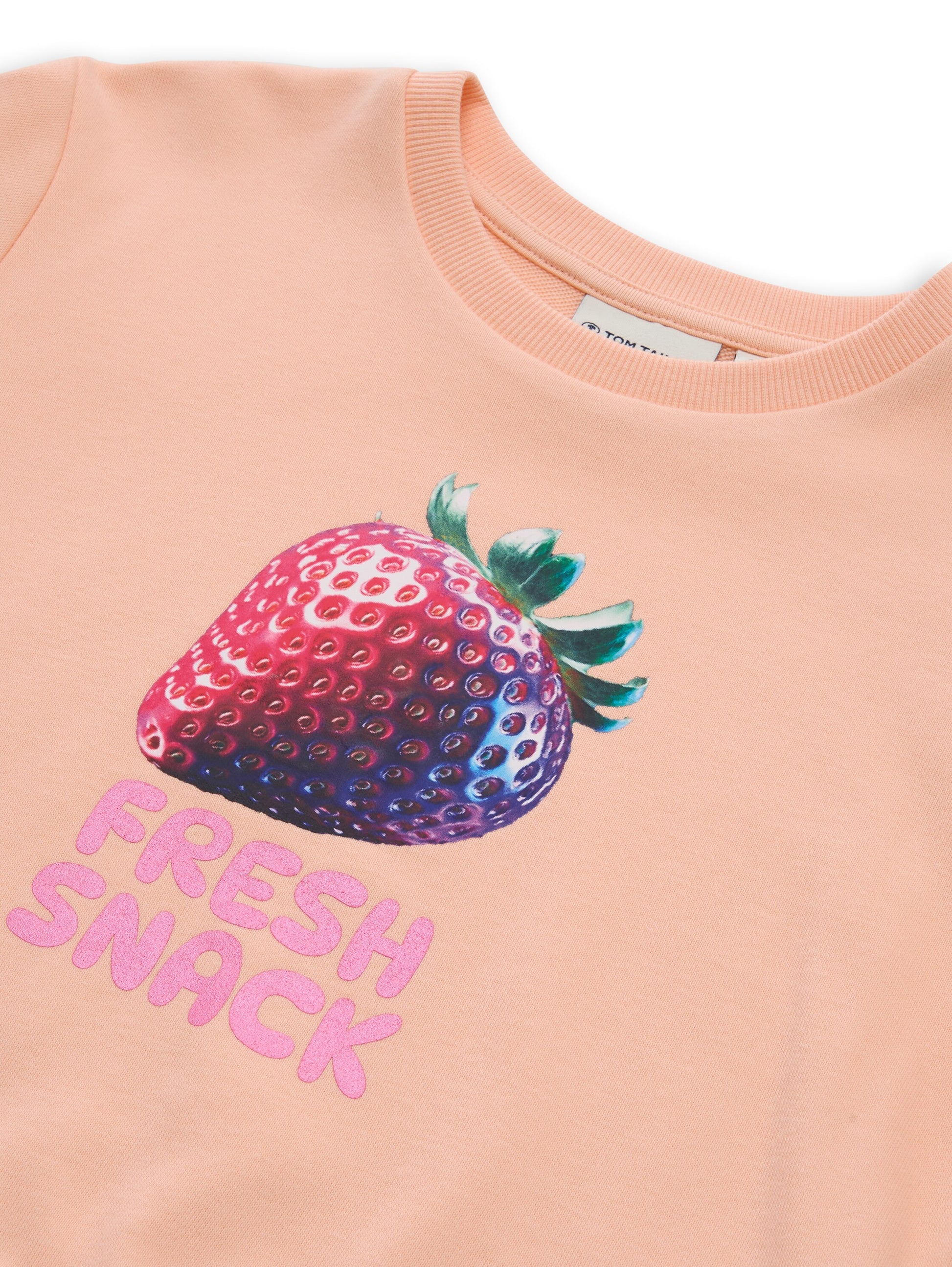 Tom Tailor Mädchen Sweatshirt Apricot mit Erdbeer Fresh Snack Print
