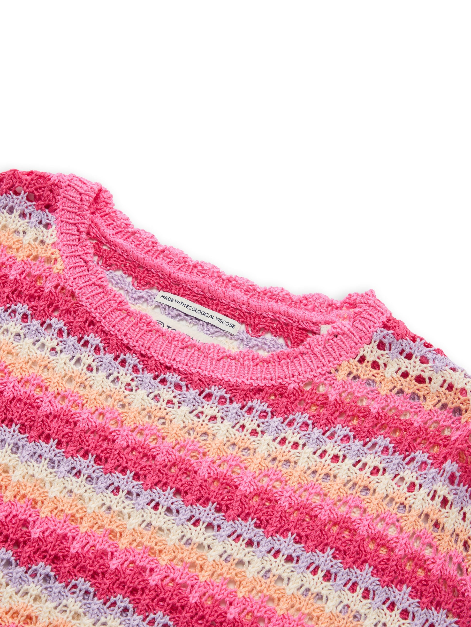 Tom Tailor Mädchen Strickpullover bunt gestreift in Pink