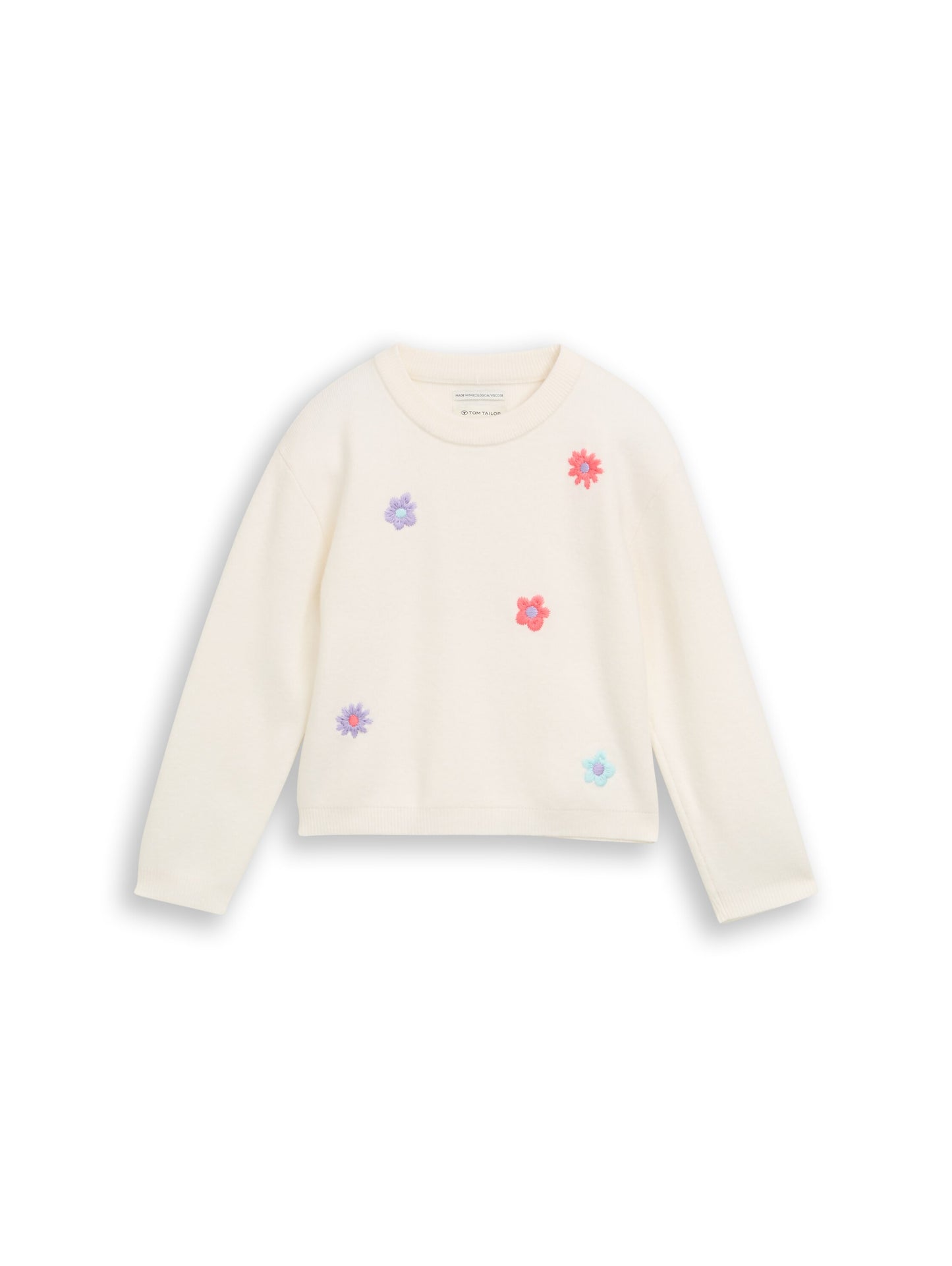 Tom Tailor Kids Sweatshirt mit Blumen-Stickerei in Creme