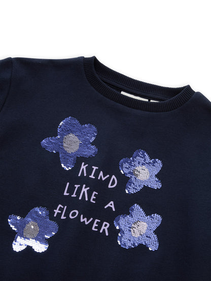 Tom Tailor Kids Sweatshirt mit Wendepailletten-Blumen in Dunkelblau
