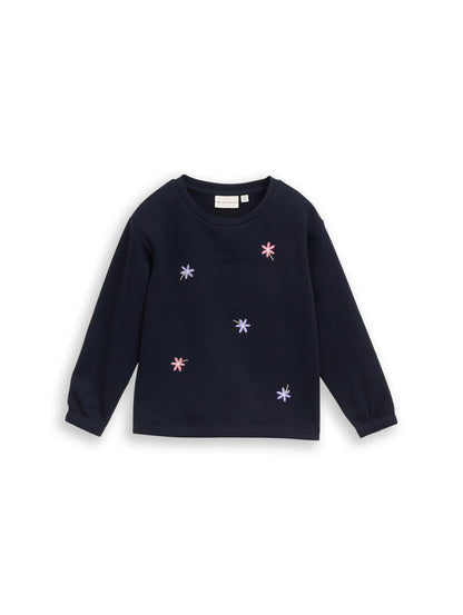 Tom Tailor Mädchen Pullover mit Stickerei in Dunkelblau