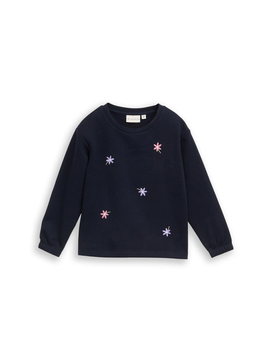 Tom Tailor Mädchen Pullover mit Stickerei in Dunkelblau