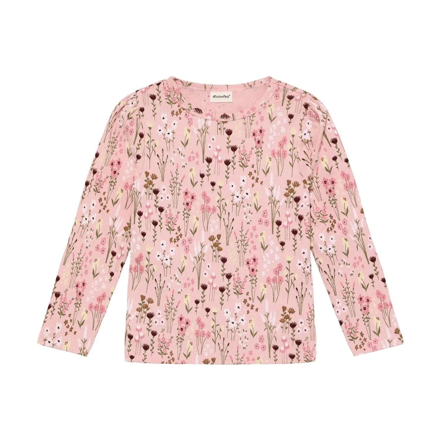 Minymo Mädchen Langarmshirt Rosa Blumenmuster