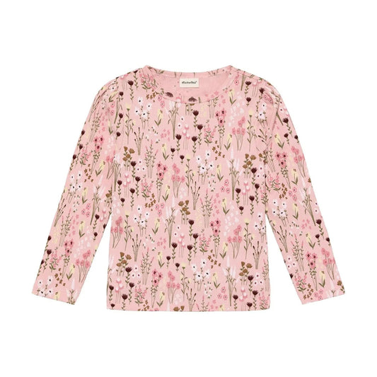 Minymo Mädchen Langarmshirt Rosa Blumenmuster