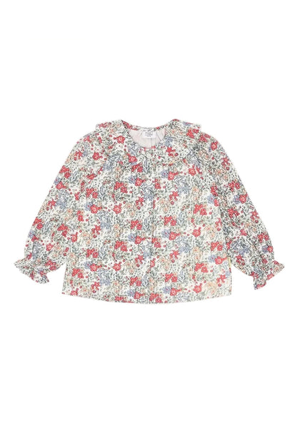 Hust & Claire Mädchen Langarmbluse Weiß Blumenmotiv