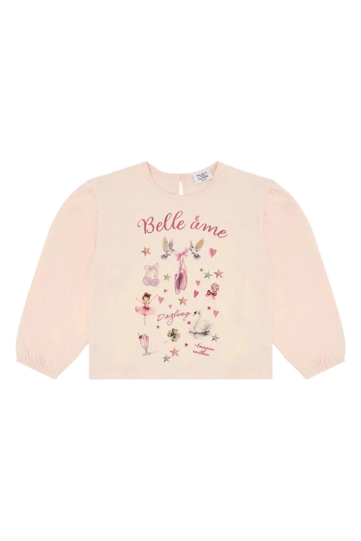 Hust & Claire Mädchen Langarmshirt Rosa Ballerina-Motiv