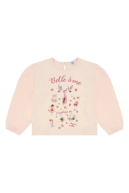 Hust & Claire Mädchen Langarmshirt Rosa Ballerina-Motiv