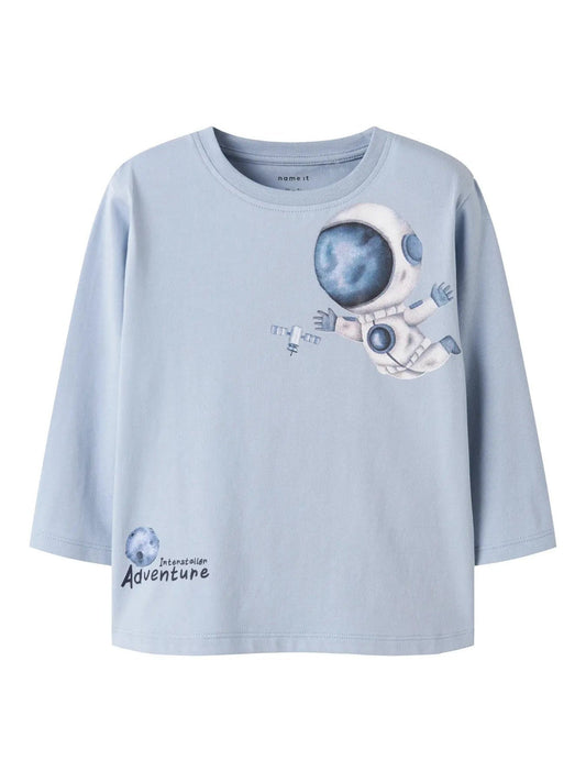 name it Jungen Langarmshirt Blau Astronautenprint