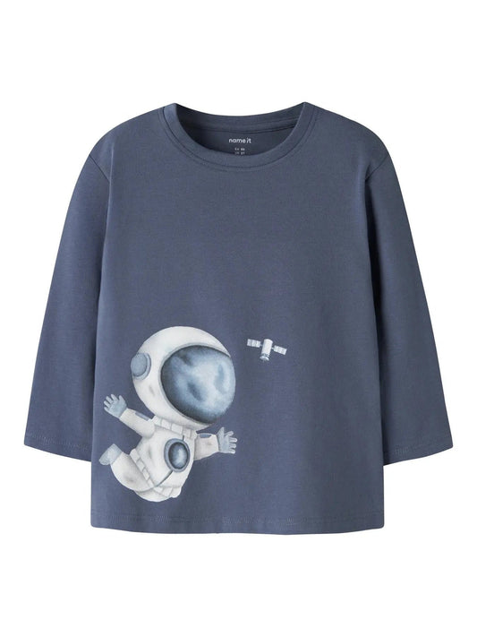 name it Jungen Langarmshirt Navy Astronaut Motiv