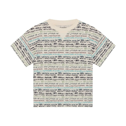 Minymo Jungen T-Shirt Blau/Weiß mit Textprint