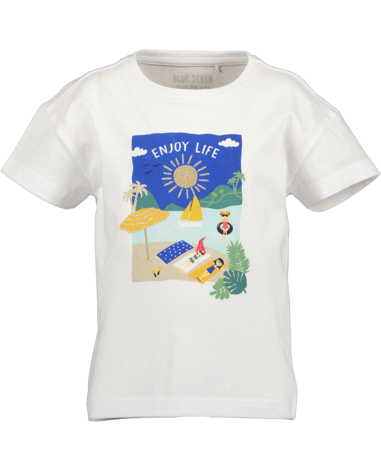 Blue Seven Mädchen T-Shirt Weiß Strandmotiv Enjoy Life