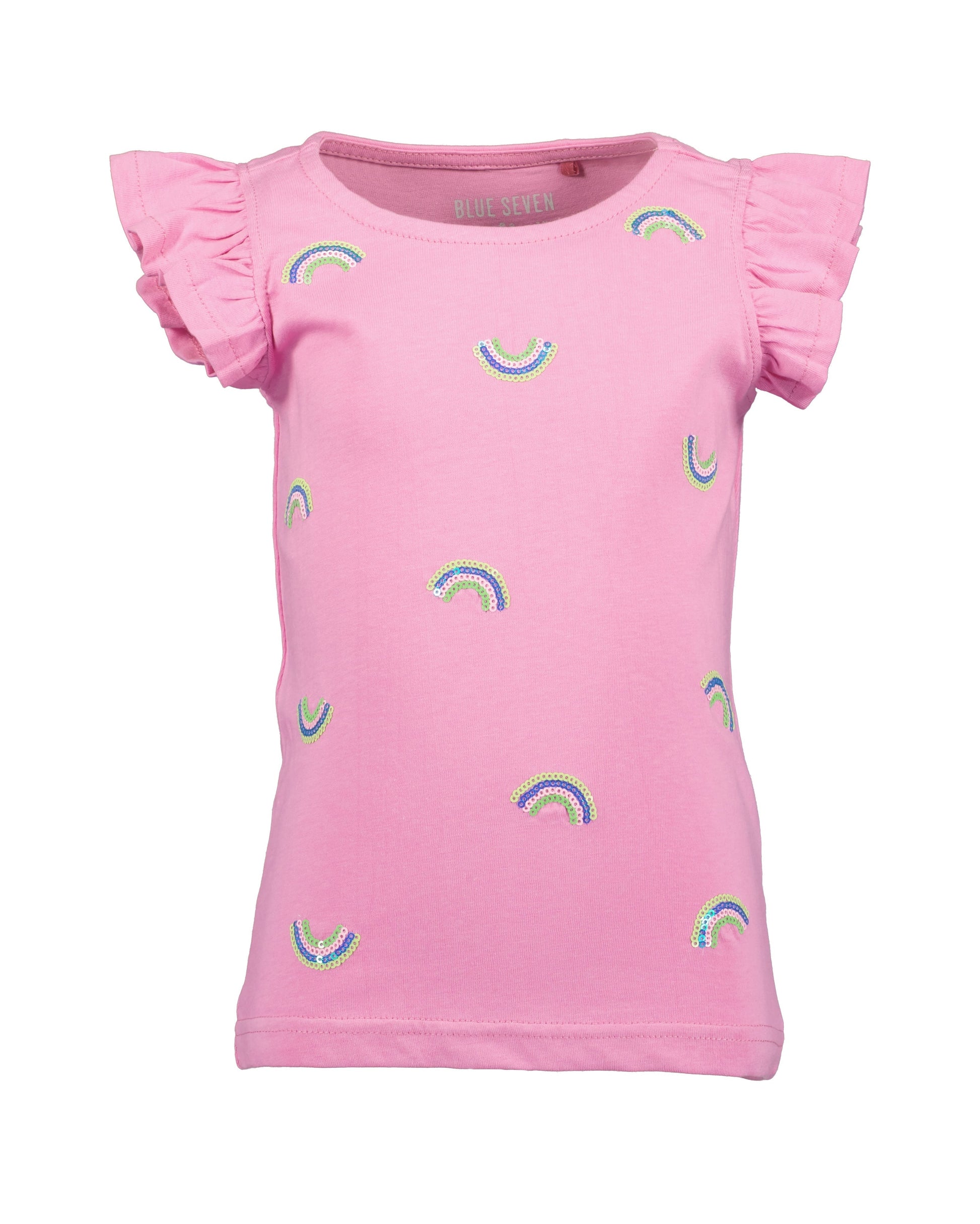 Blue Seven Mädchen T-Shirt Rosa Regenbogen Pailletten