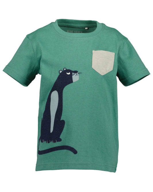 Blue Seven Jungen T-Shirt Grün Panther-Motiv