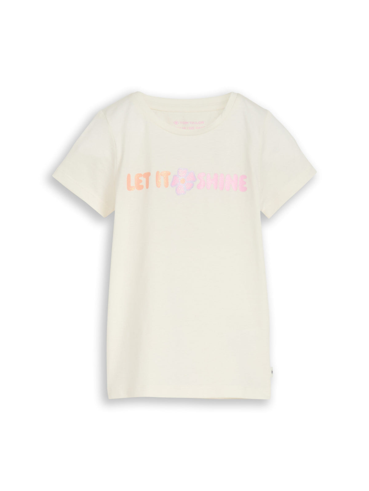 Tom Tailor Mädchen T-Shirt Cremeweiß Glitzerprint
