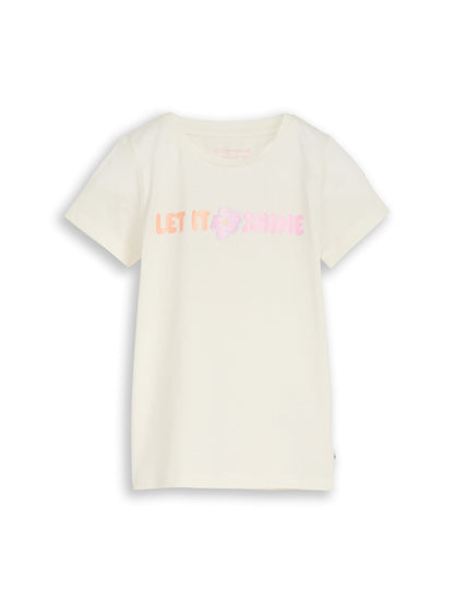 Tom Tailor Mädchen T-Shirt Cremeweiß Glitzerprint