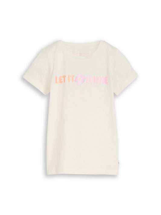 Tom Tailor Mädchen T-Shirt Cremeweiß Glitzerprint