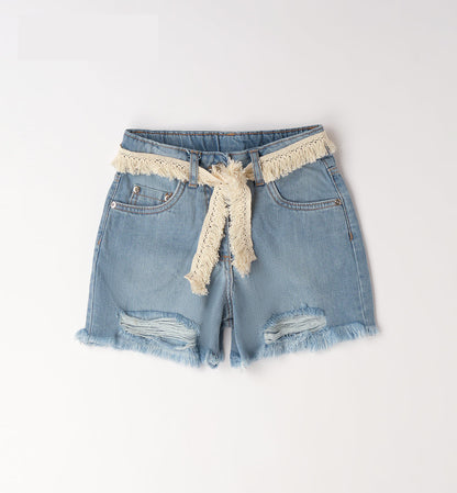 Sarabanda Jeans-Shorts Mädchen Used Look mit Fransenband
