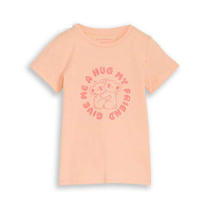Tom Tailor Mädchen T-Shirt Apricot Bär-Motiv
