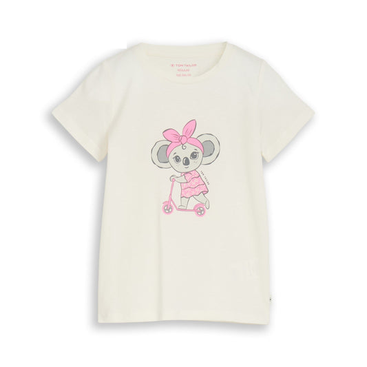 Tom Tailor Mädchen T-Shirt Rosa/Weiß Koala-Motiv