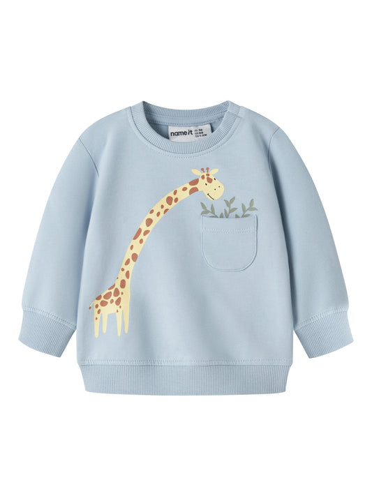 name it Sweatshirt Giraffe hellblau Kinder
