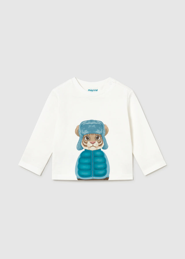 Mayoral Baby Junge Shirt animal play Sahne-Blau